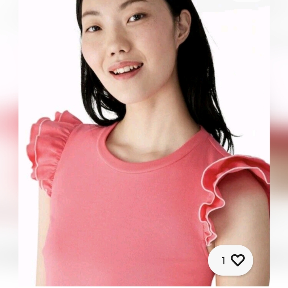 Kate Spade Trapeze Mini Dress Womens Pink Crew Neck Fairy Sleeve Tiers Large - Picture 2 of 10